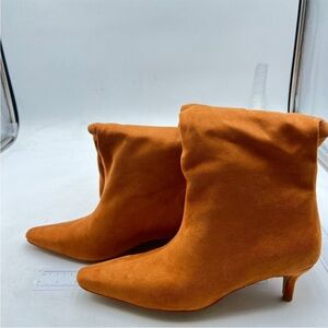 Orange/brown Suede Ankle Boots